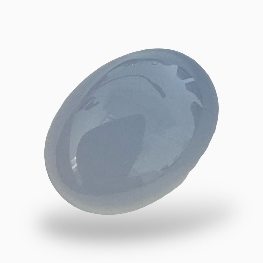 Natural Chalcedony Stone Oval Cabochon with 11.77 Carats 16.15X12.11mm Size Milky White