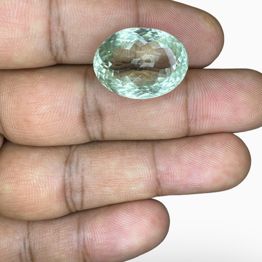 Natural Green Amethyst Stone 21.23 Carat Oval Shape Olive Color 20X15mm