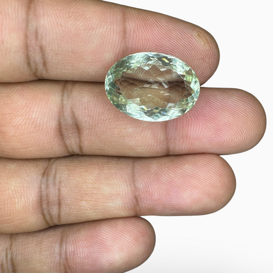 Natural Green Amethyst Stone 14.72 Carat Oval Shape Olive Color 19X14mm