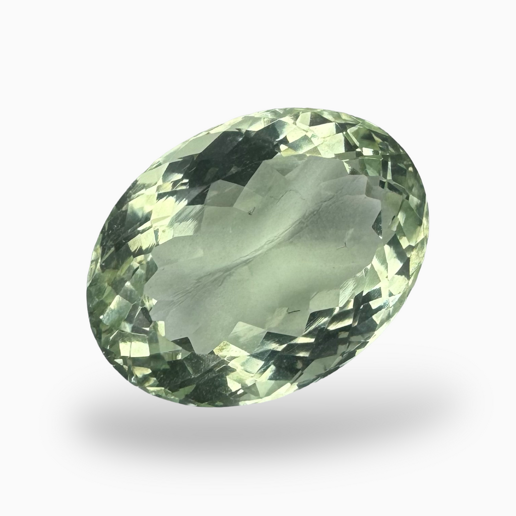 Natural Green Amethyst Stone 19.19 Carat Oval Shape Olive Color 19.7X14.7mm