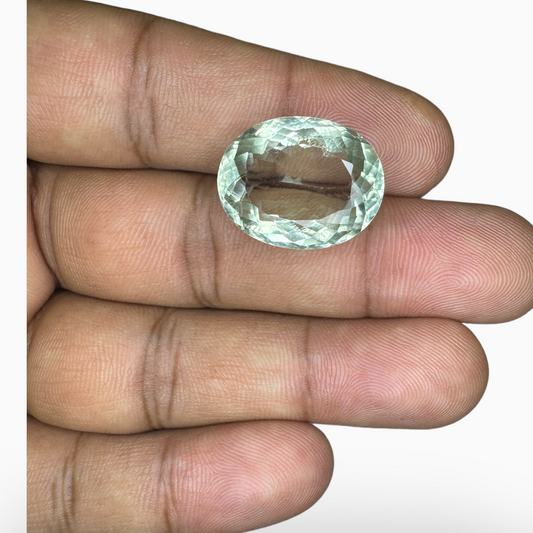 Natural Green Amethyst Stone 17.33 Carat Oval Shape Olive Color 19.8x15.5mm