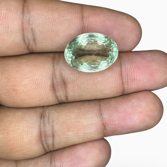 Natural Green Amethyst Stone 13.30 Carat Oval Shape Olive Color 17.5x13mm