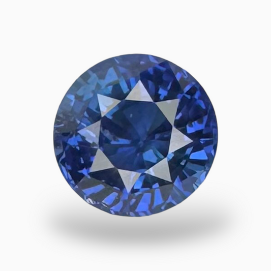 Natural Blue Sapphire Stone 3.19 carats Round Shape 8.36X8.53mm IDL Certified