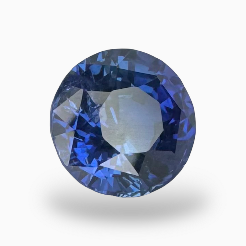 Natural Blue Sapphire Stone 3.19 carats Round Shape 8.36X8.53mm IDL Certified