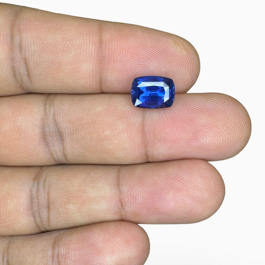 Natural Blue Sapphire Stone 3.21 carats Cushion Shape 9.23X6.78mm IDL Certified