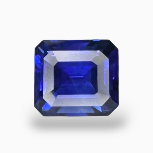 Natural Blue Sapphire Stone 3.63 Carats Emerald Cut 8.54X7.7mm IDL Certified