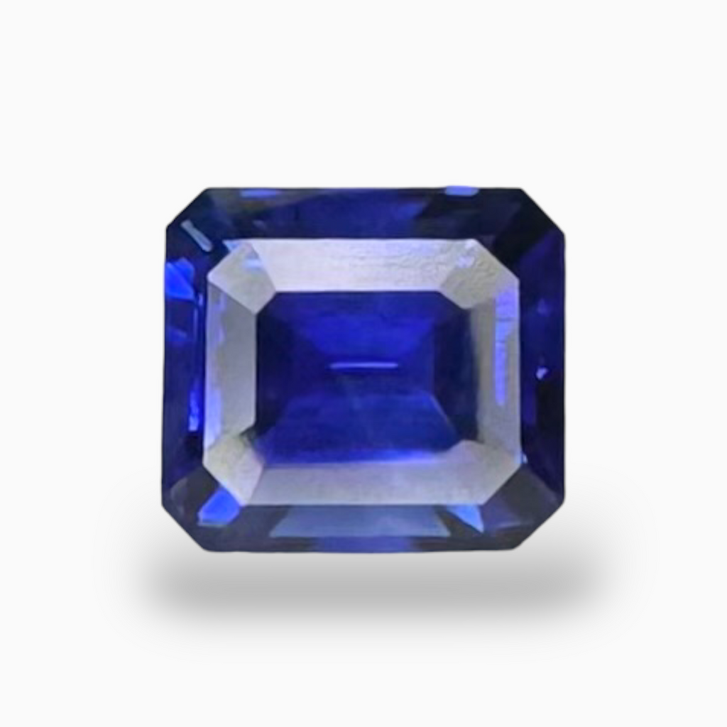 Natural Blue Sapphire Stone 3.63 Carats Emerald Cut 8.54X7.7mm IDL Certified
