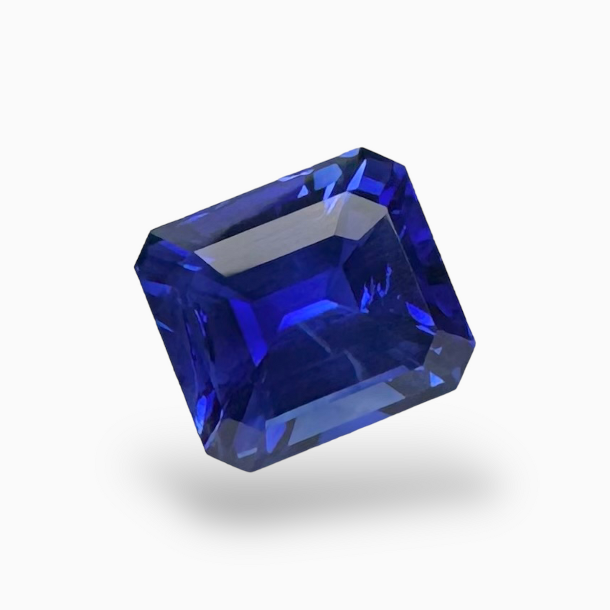 Natural Blue Sapphire Stone 3.63 Carats Emerald Cut 8.54X7.7mm IDL Certified
