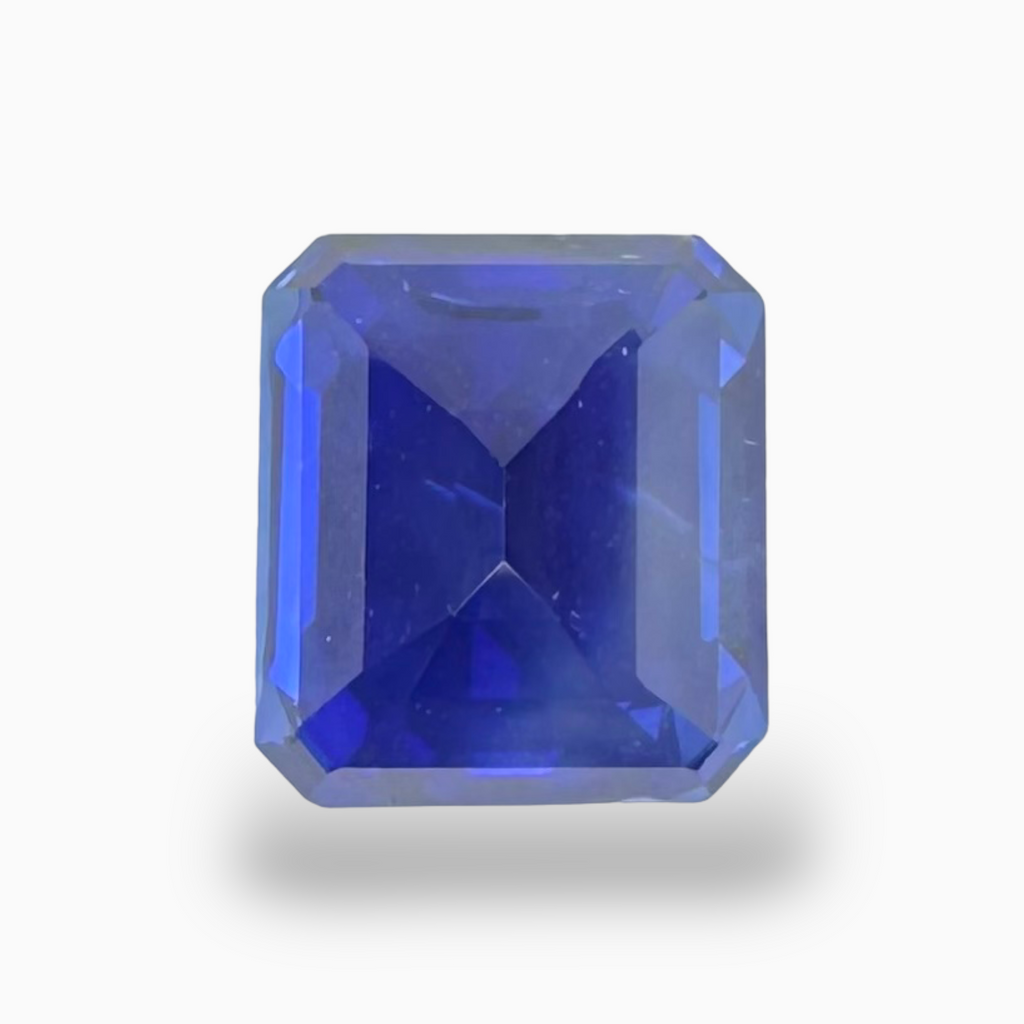 Natural Blue Sapphire Stone 3.63 Carats Emerald Cut 8.54X7.7mm IDL Certified