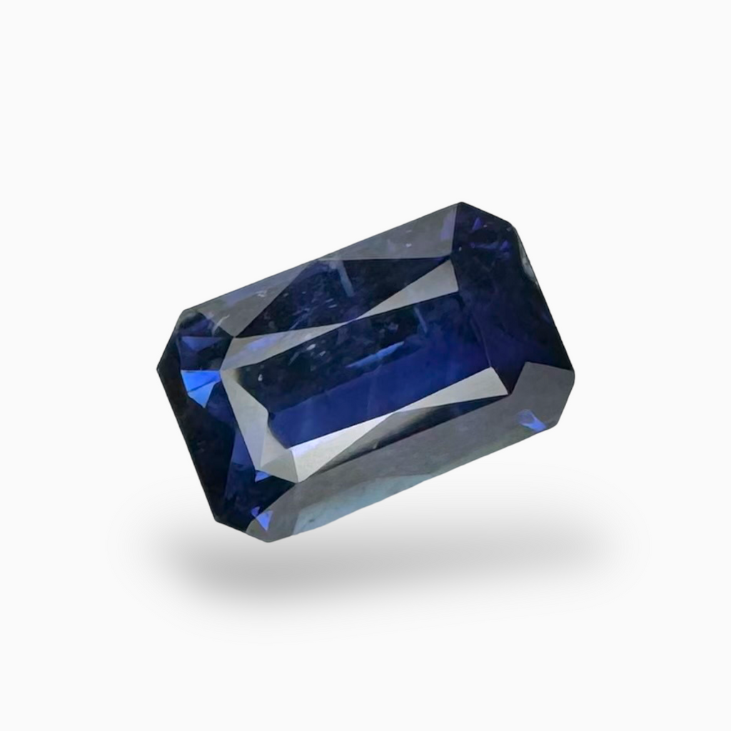 Natural Blue Sapphire Stone 4.23 Carats Emerald Cut 10.51X6.73mm IDL Certified