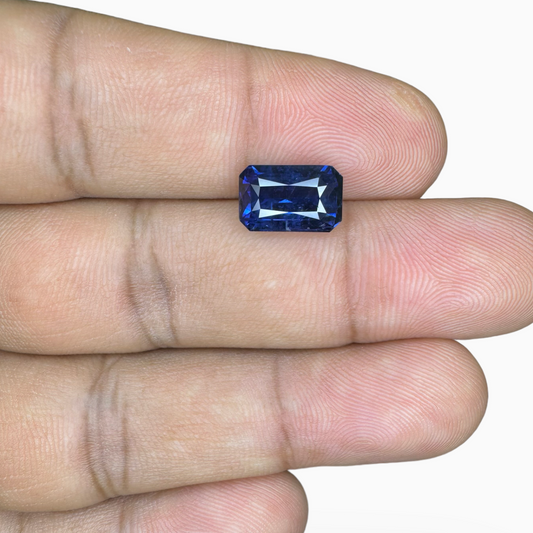 Natural Blue Sapphire Stone 4.23 Carats Emerald Cut 10.51X6.73mm IDL Certified