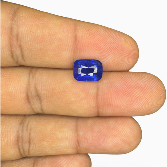 Natural Blue Sapphire Stone 3.13 Carats Cushion Shape 9.21X6.98mm IDL Certified