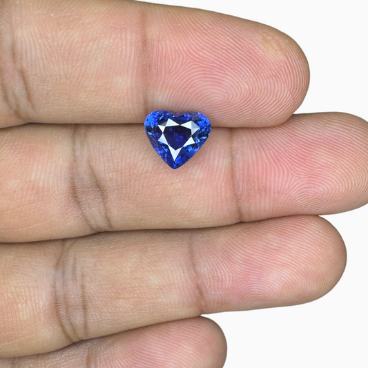 Natural Blue Sapphire Stone 2.58 Carats Heart Shape 7.87X8.75mmIDL Certified