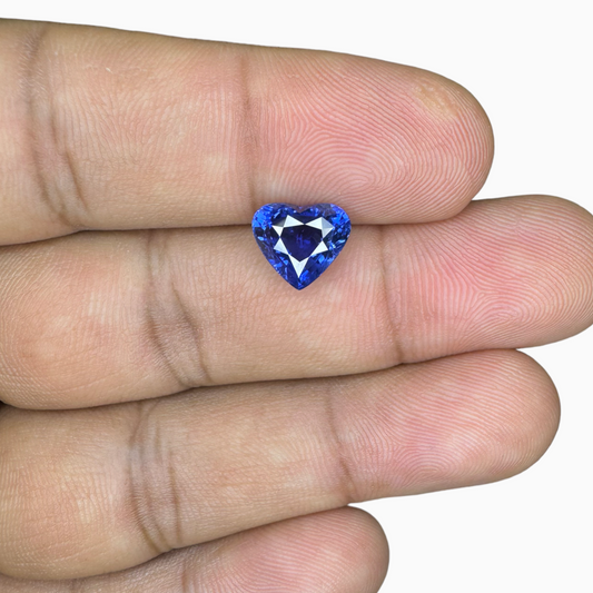 Natural Blue Sapphire Stone 3.13 Carats Heart Shape 7.96X9.04mm IDL Certified