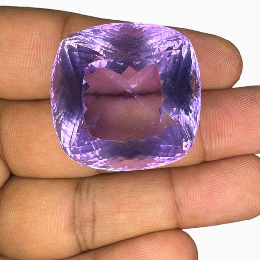 Natural Purple Amethyst Stone 96.12 Carats Cushion Shape Cut 28X28mm