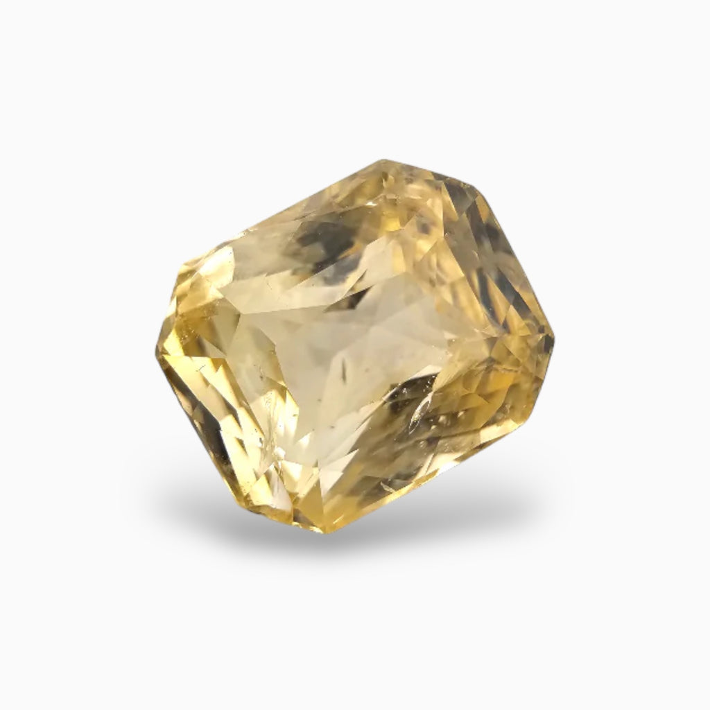 Buy Certified Natural Yellow Sapphire Gemstone 7.21 Carats Emerald Cut Shape 10.94x9.27 mm
