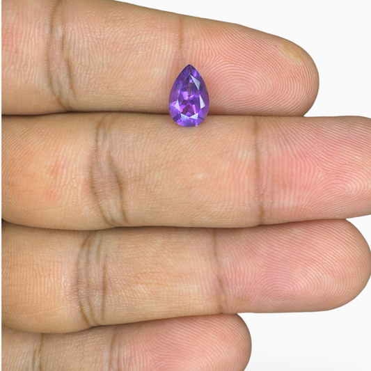 Natural Purple Amethyst Stone 1.23 Carats Pear Shape Cut 9X6mm