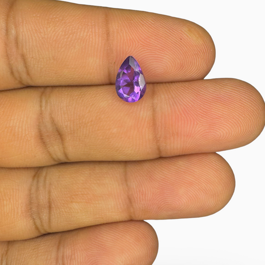 Natural Purple Amethyst Stone 1.38 Carats Pear Shape Cut 9X6mm