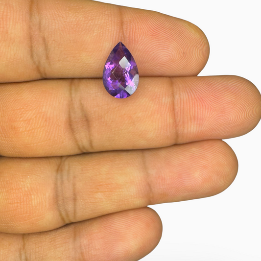 Natural Purple Amethyst Stone 2.8 Carats Pear Shape Cut 12X8mm