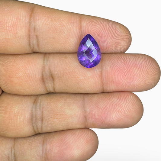 Natural Purple Amethyst Stone 3.86 Carats Pear Shape Cut 12.8X9mm