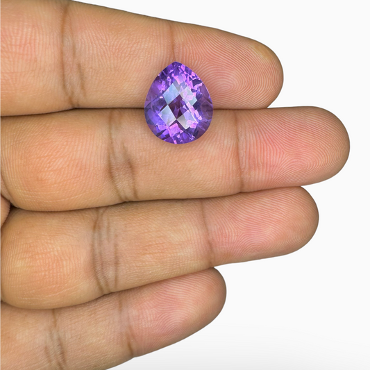 Natural Purple Amethyst Stone 6.91 Carats Pear Shape Cut 14X12mm