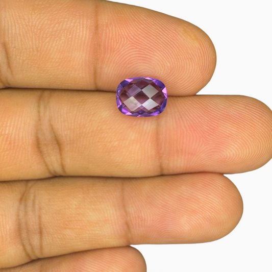 Natural Purple Amethyst Stone 3.12 Carats Cushion Shape Cut 9X7mm