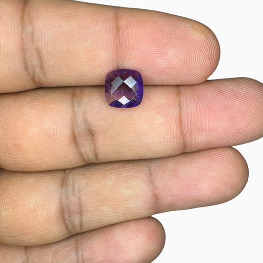 Natural Purple Amethyst Stone 1.65  Carats Cushion Shape Cut 8mm