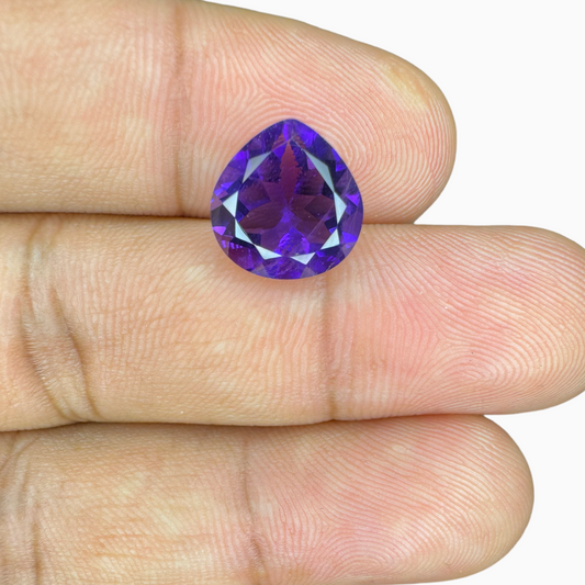 Natural Purple Amethyst Stone 4.06 Carats Pear Shape Cut 11mm