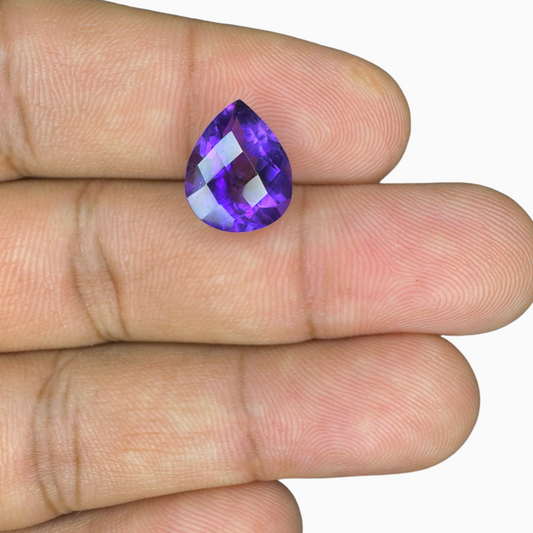 Natural Purple Amethyst Stone 4.1 Carats Pear Shape Cut 12X10mm