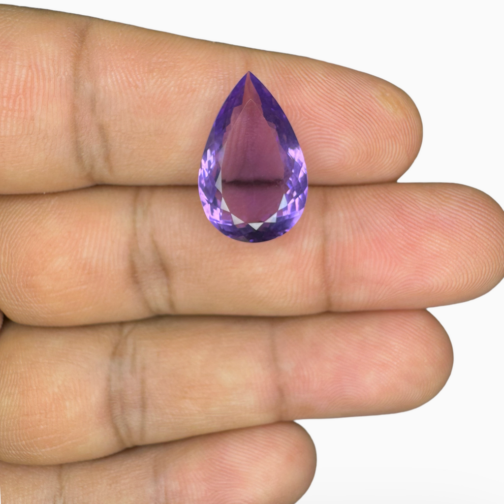 Natural Purple Amethyst Stone 7.65 Carats Pear Shape Cut 18.5X12mm