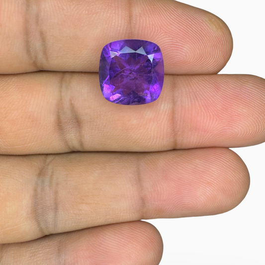 Natural Purple Amethyst Stone 6.65 Carats Cushion Shape Cut 12mm