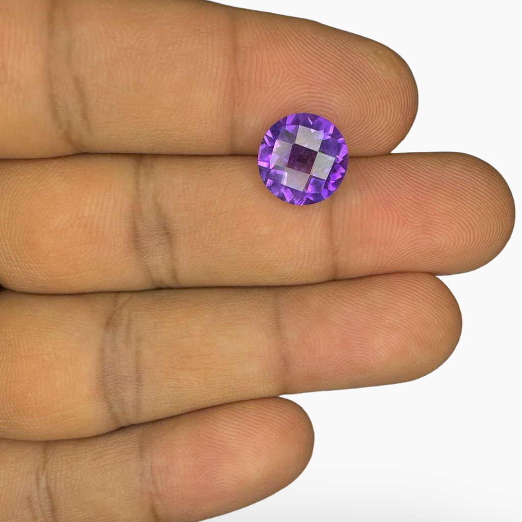Natural Purple Amethyst Stone 3.27 Carats Round Shape Cut 10mm