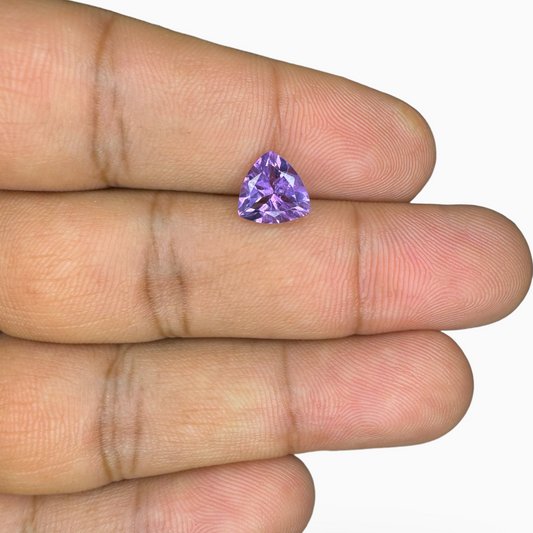 Natural Purple Amethyst Stone 1.65 Carats Trilliant Shape 8X8mm