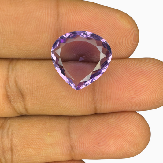 Natural Purple Amethyst Stone 6.42 Carats Pear Shape Cut 14.5X14mm