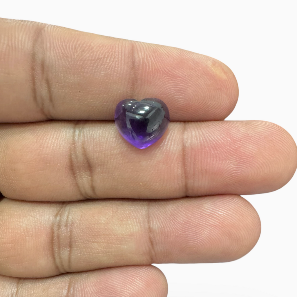 Natural Purple Amethyst Stone 4.4 Carats Heart Shape Cabochon Cut 11X10mm