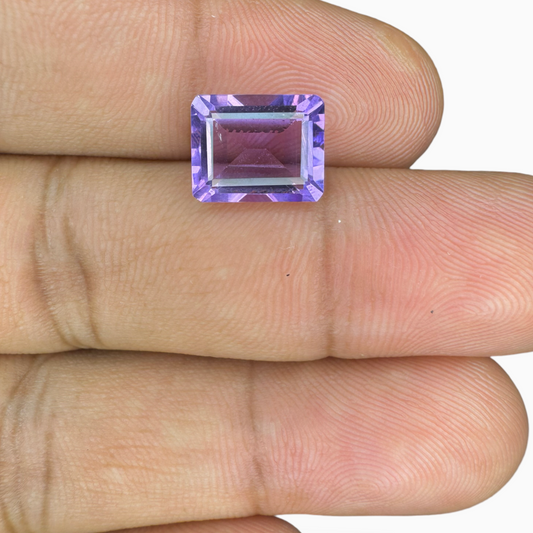 Natural Purple Amethyst Stone 3.2 Carats Emerald Cut 10X8mm