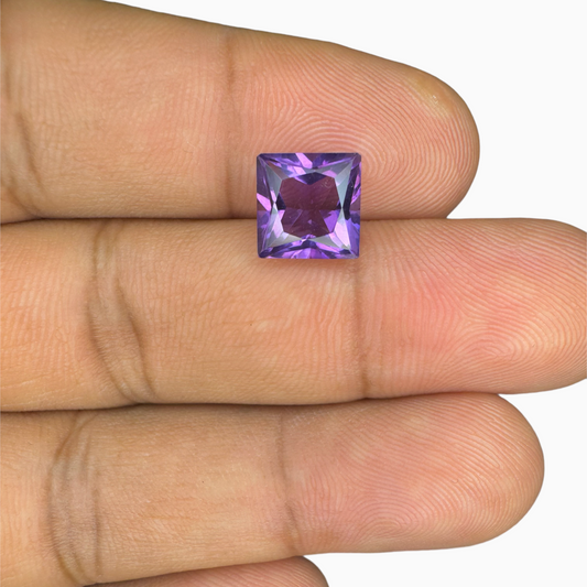 Natural Purple Amethyst Stone 2.42 Carats Princess Shape 8X8mm