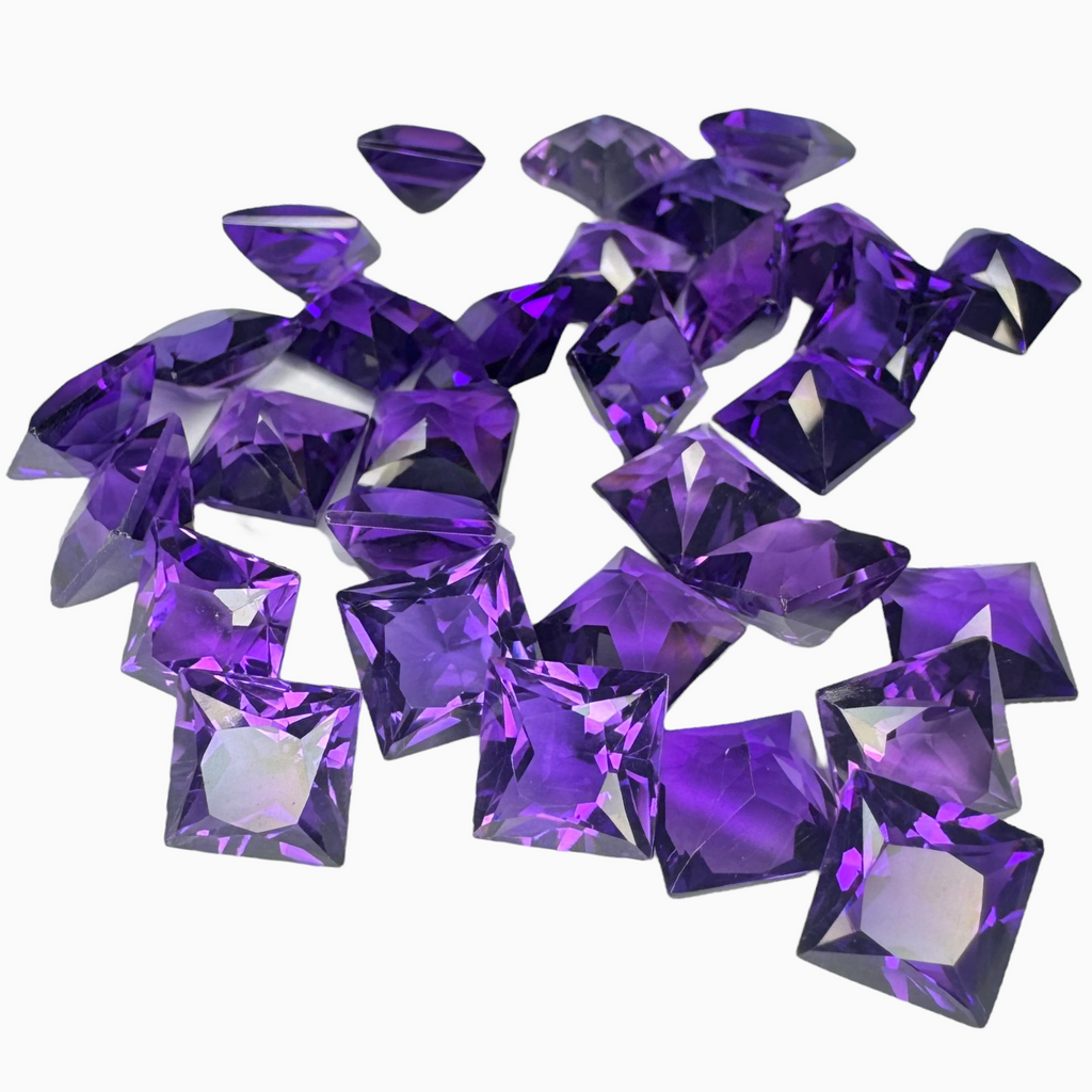 Natural Purple Amethyst Stone 4.42 Carats Princess Cut 10X10mm