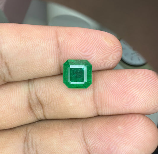 Natural Zambian Emerald Stone 3.86 carat Emerald Cut 9x9mm