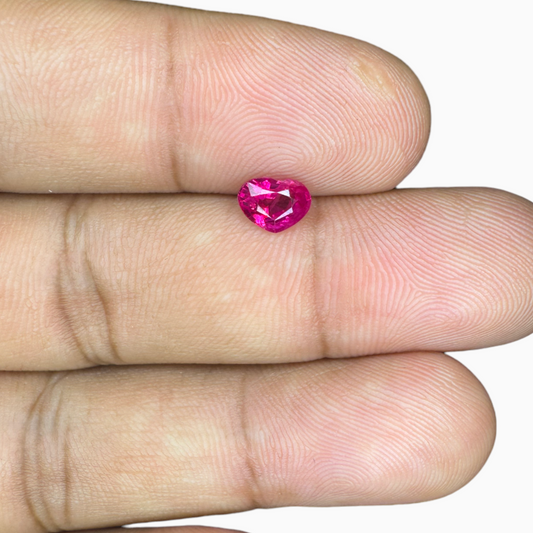 Natural Burmese Ruby Manik Stone 0.92 Carats Heart Shape 4.83 x 6.41 x 3.55 mm