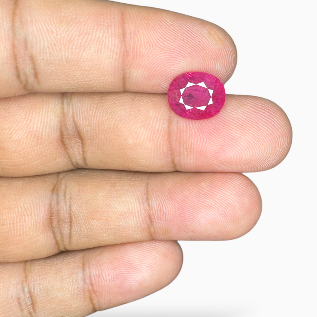 Natural Burmese Ruby Manik Stone 9.54 Carats Oval Cut 12.43x10.42x7.63mm