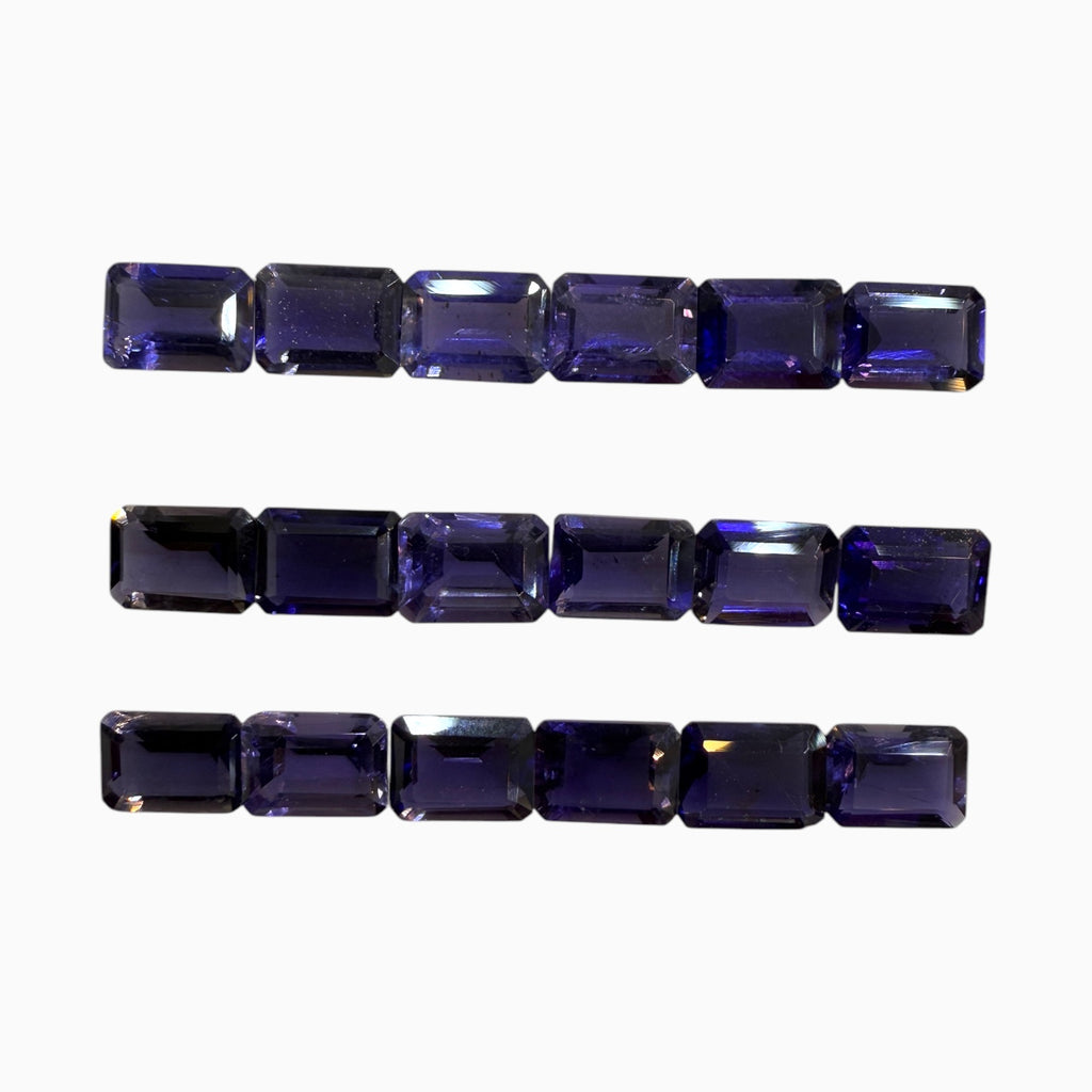 Iolite Stone Emerald Cut From 0.90 - 1.40 Carats Lot 8x6 mm