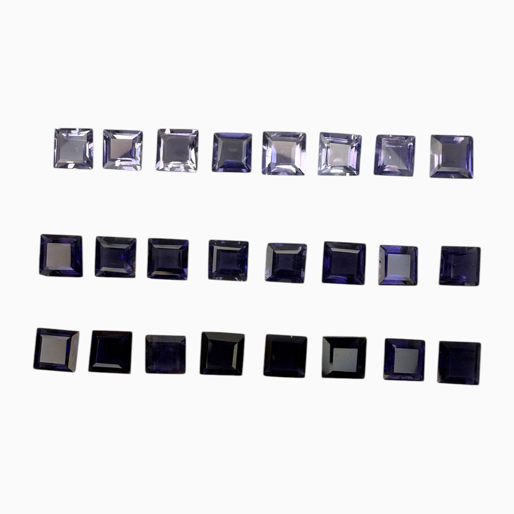 Iolite Stone Princess Cut 5X5 MM 0.60 - 070 Carats Lot