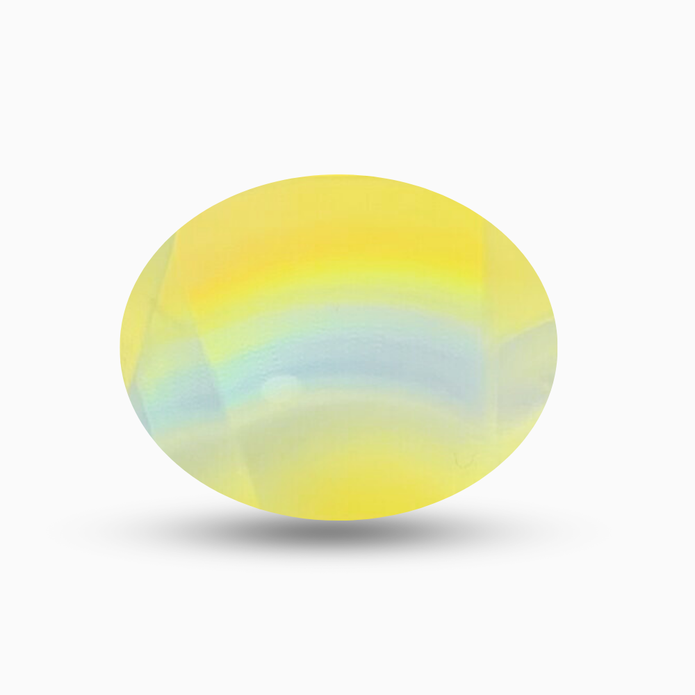Natural Iris Agate Stone Oval in Rainbow Yellow Color