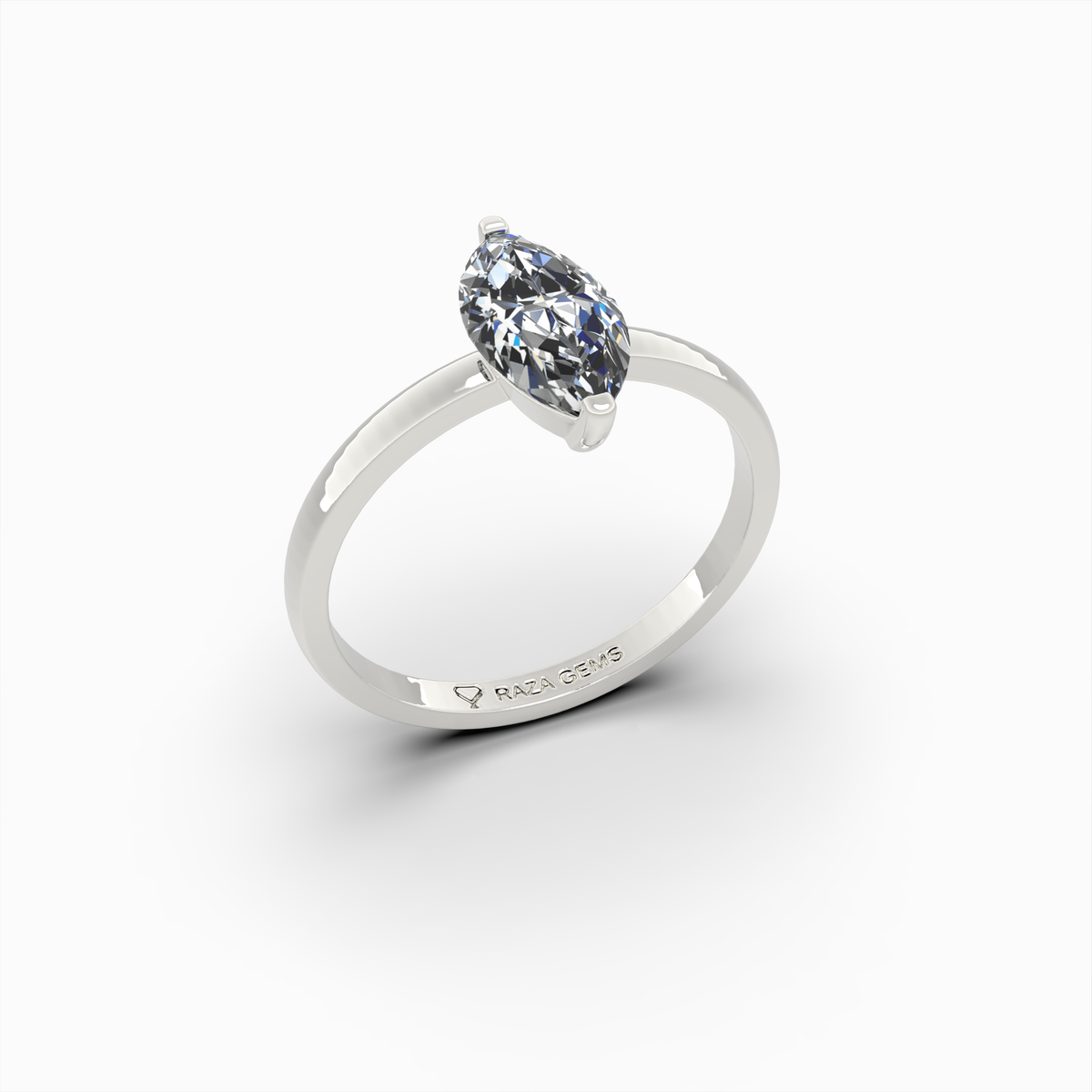 2 Carat Natural Diamond Ring in Marquise Cut - Masha