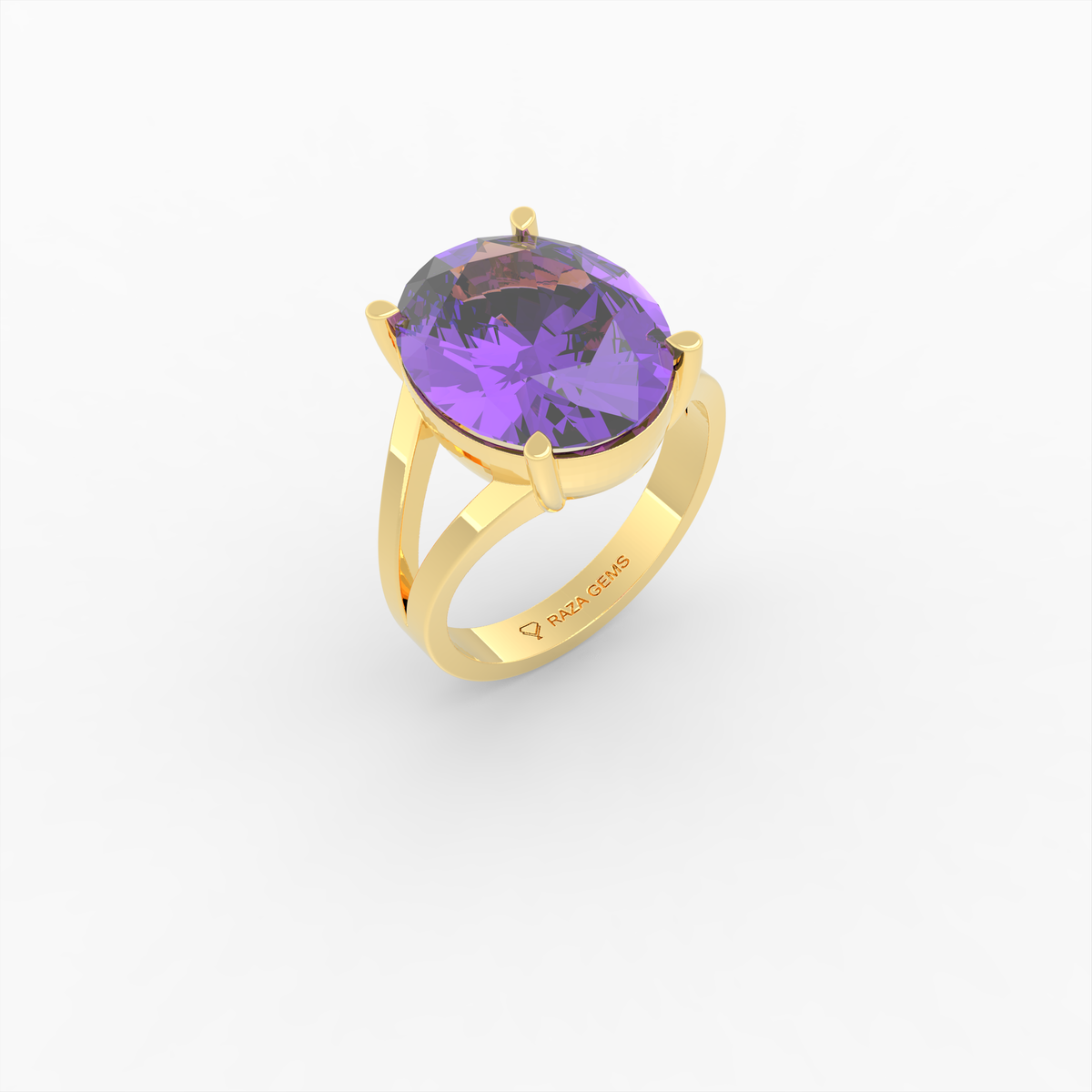Natural Amethyst Ring - Polina - Yellow Gold