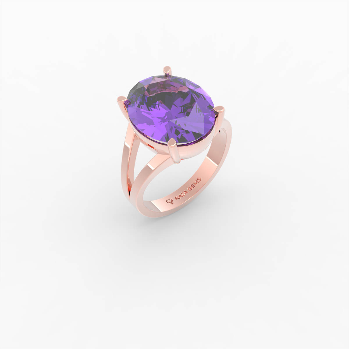 Natural Amethyst Ring - Viktoriya - Rose Gold