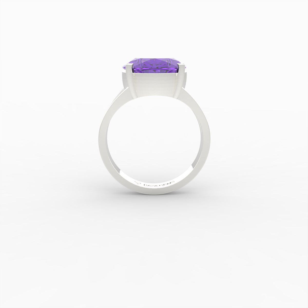 Natural Amethyst Ring - Eva - White Gold