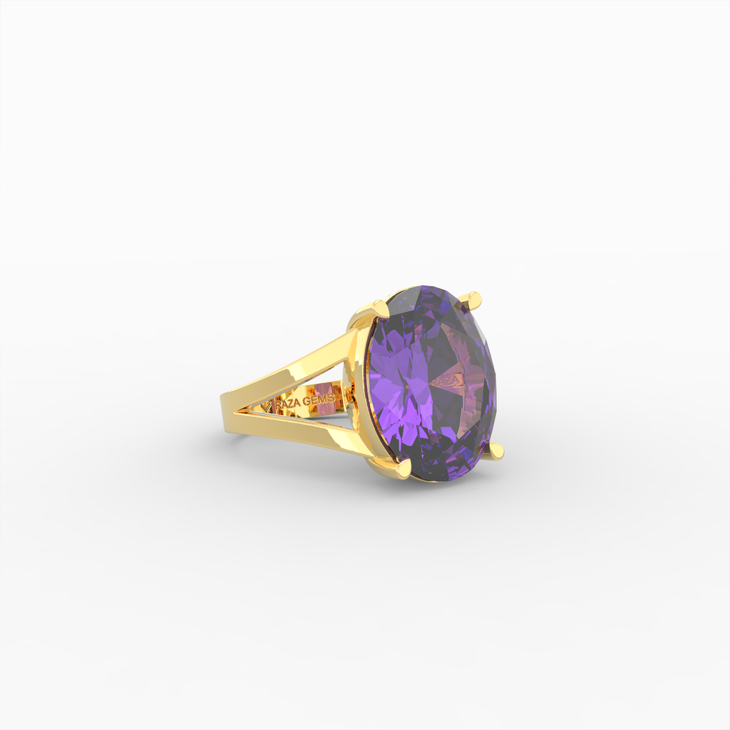 Natural Amethyst Ring - Polina - Yellow Gold
