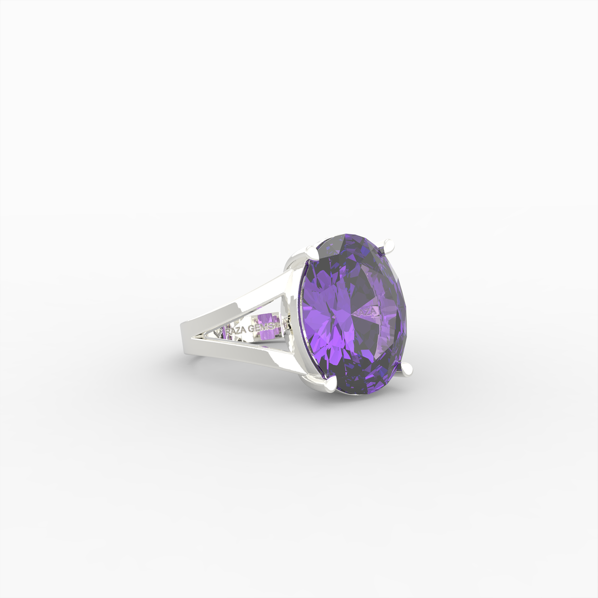Natural Amethyst Ring - Eva - White Gold